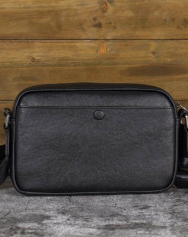 Mens Black Leather Crossbody Bag Small Italian Leather Crossbody Bag Messenger Bag