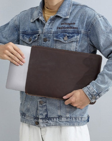 Dark Brown Leather Laptop Case 13 inches Mens 13 Leather Case for Laptop