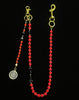 Beaded Wallet Chain Red Lavastone Long Bead Wallet Chain for Women