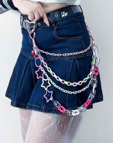 Cute Womens Plastics Jeans Chain Colorful Light Four Layers Panties Chains For Women