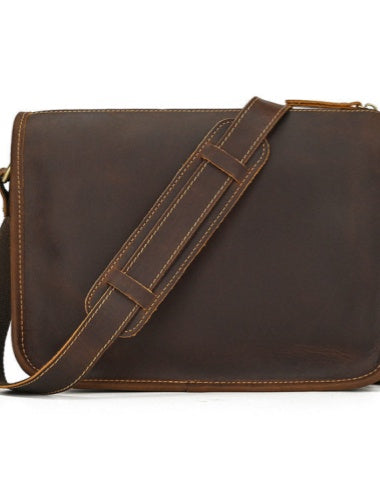 Dark Brown Vintage Leather Messenger Bag Mens Italian Messenger Bags Leather