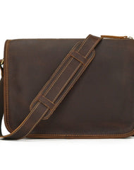 Dark Brown Vintage Leather Messenger Bag Mens Italian Messenger Bags Leather