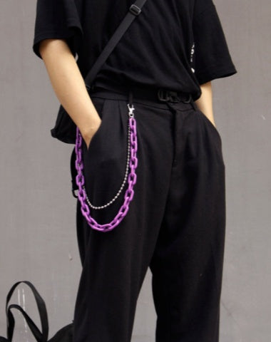 Cute Purple Jeans Chain Silver Double Layers Resin Light Wallet Chains Panties Chain For Men