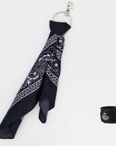 Black Paisley Bandana Kerchief Trousers Chain Pants Chain Biker Headscarf Jeans Chain Pants Chain