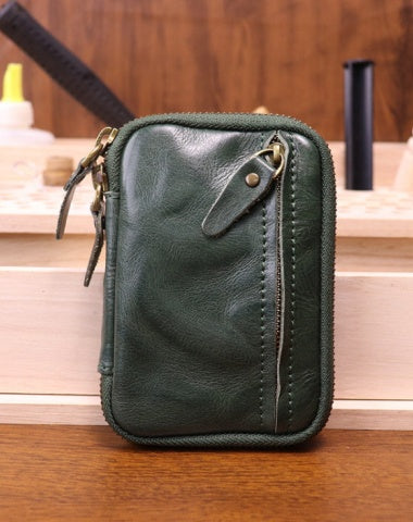 Green Leather Key Ring Wallet Mens Leather Key Wallet for Men