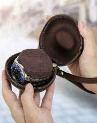 Genuine Leather Watch Case Leather Travel Watch Case for Men Leather Watch Travel Case
