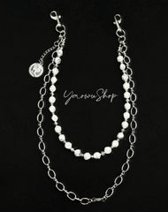Beaded Wallet Chain White Turquoise Stone Wallet Chain Double Wallet Chain