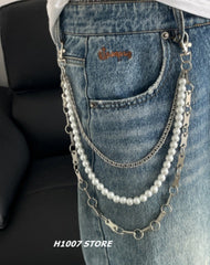 Pearl Wallet Chain Triple Wallet Chain Ball Wallet Chain Bead Wallet Chain
