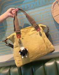 Light Green Canvas Handbag Canvas Large Shoulder Bag Green Canvas Crossbody Bag for Women