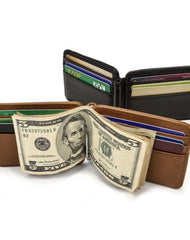 Bifold Leather Wallet with Money Clip Mens Bifold Wallets with Money Clip Billfold