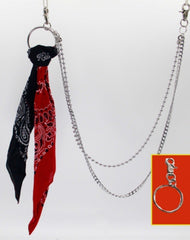 Red&Black Paisley Bandana Trousers Chain Pants Chain Biker Kerchief Headscarf Jeans Chains