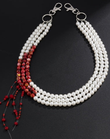 Triple Wallet Chain Womens Beaded Wallet Chain Pearl Wallet Chain for Women