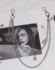 Cute Womens Stars Jeans Chain Silver Double Layers Astronaut Wallet Chains Jeans Chain For Women