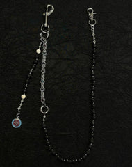 Black Lavastone Beaded Wallet Chain Long Bead Wallet Chain for Women