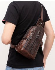 Cool Sling Bag Mens One Strap Backpack Leather Crossbody Backpack For Men
