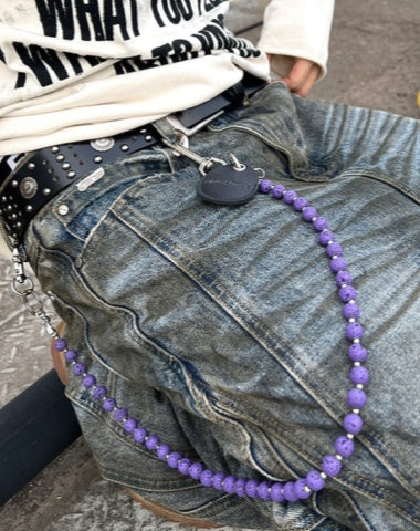 Purple Beaded Wallet Chain Beaded Pants Chain Lavastone Bead Wallet Chain