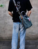 Blue Denim Vertical Mens Tote Messenger Bag Blue Jean Vertical Tote Bag Denim Tote Handbag Denim Tote Bag