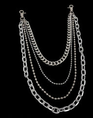 Cool Mens Silver Four Layers Pants Chains Silver Cool Quadruple Biker Wallet Chain For Men