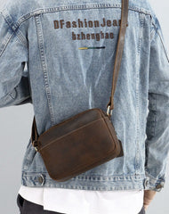Dark Brown Mens Small Leather Crossbody Bag Dark Brown Small Italian Leather Crossbody Bag Messenger Bag