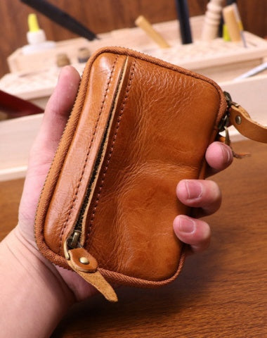 Brown Leather Key Ring Wallet Mens Leather Key Wallet for Men