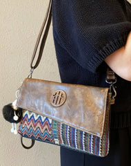 Women Bohemian Canvas Boho Shoulder Bag Canvas Boho Wristlet Purse Convertible Embroidery Canvas Bag