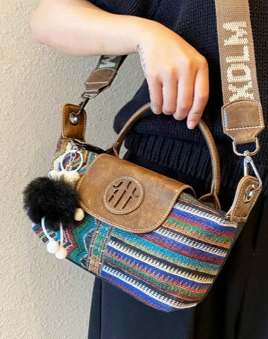Canvas Small Boho Crossbody Bag Women Boho Canvas Small Handbag Embroidery Shoulder Bag