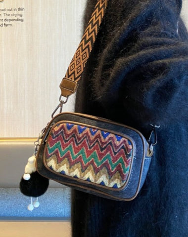 Boho Canvas Small Shoulder Bag Women Boho Embroidery Canvas Small Crossbody Bag