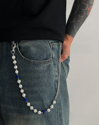 Blue Beaded Wallet Chain for Women Ball Wallet Chain Womens Wallet Chain