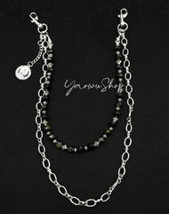 Beaded Wallet Chain Black Turquoise Stone Wallet Chain Double Wallet Chain