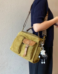 Green Canvas Convertible Messenger Bag Backpack Women Canvas Convertible Crossbody Bag Canvas Handbag