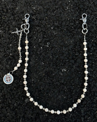 Long Ball Wallet Chains for Women White Ball Wallet Chain Beaded Wallet Chain