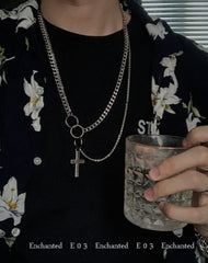 Silver Mens Cross Wallet Chain Double Unique Biker Wallet Chain Double Necklace Chain For Women