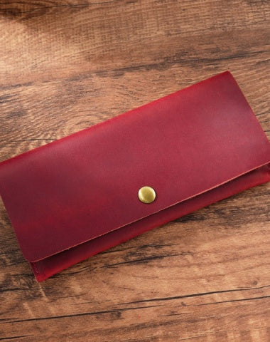 Red Leather Flap Wallet for Women Leather Womens Flap Wallet Vintage Wallet With Flap