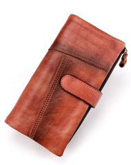 Brown Buckle Mens Wallets That Holds A Lot of Cards Long Leather Wallet with Buckle for Men