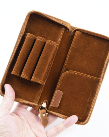 Brown Leather Fountain Pen Case Luxury Leather Pen Case