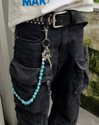 Blue Green Skull Head Wallet Chain Skull Chain for Wallet Skull Wallet Chains