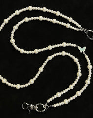 Long Double Beaded Wallet Chain Pearl Bead Wallet Chain for Women