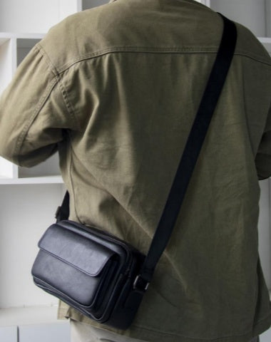 Mens Black Leather Crossbody Bag Mens Small Leather Crossbody Bag Messenger Bag
