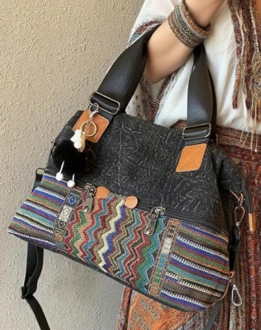 Women Gray Canvas Ladies Handbags Boho Crossbody Bag Boho Handbag Canvas Boho Shoulder Bag