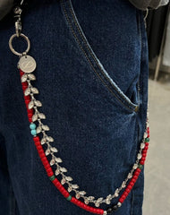 Red Ball Wallet Chain Double Wallet Chain Beaded Pants Chain Double Pants Chain