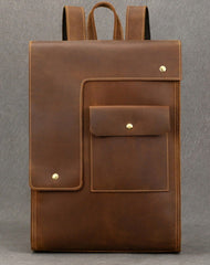 17L Mens Crazy Horse Leather Backpack Brown Leather Backpack for Men