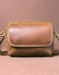 Small Mens Crossbody Bag Dark Brown Leather Small Crossbody Bag for Men Mens Small Crossbody Bag Messenger Bag