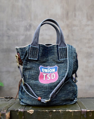 Blue Jean Vertical Tote Bag Women Denim Tote Handbag Denim Tote Bag Blue Denim Tote Shoulder Bag