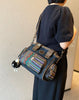 Women Canvas Embroidery Boston Boho Crossbody Bag Handbag Black Gray Canvas Shoulder Boston Bag