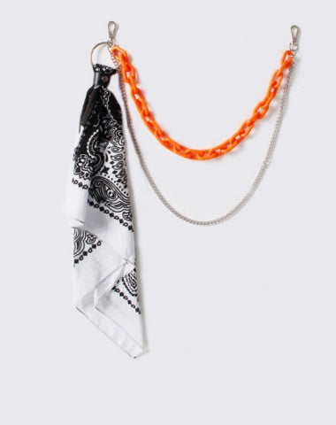 Orange Paisley Bandana Resin Trousers Chain Pants Chain Biker Kerchief Headscarf Jeans Chains