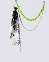 Fluorescent Green Paisley Bandana Resin Trousers Chain Pants Chain Biker Kerchief Headscarf Jeans Chains