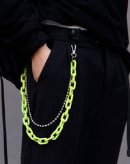 Cute Fluorescent Yellow Jeans Chain Silver Double Layers Resin Light Wallet Chains Panties Chain For Men