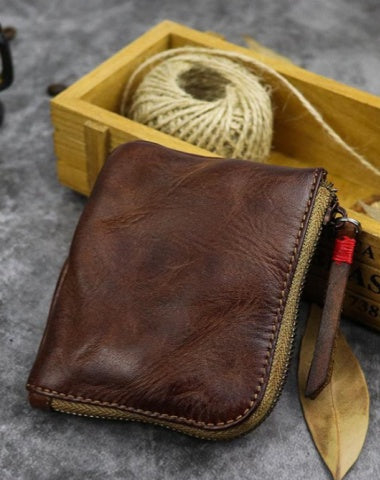 Dark Brown Leather Wallet Mens Zip Around Small Leather Zip Wallet Mens Wallets That Zip