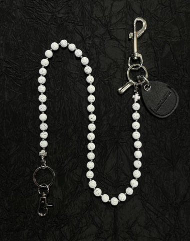 White Ball Wallet Chain Ball Pants Chain Lavastone Bead Wallet Chain