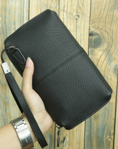 Black Wristlet Clutch Wallet for Men Mens Clutch Leather Wallet